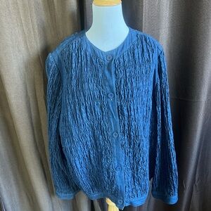 Blue Textured Women's lightweight jacket